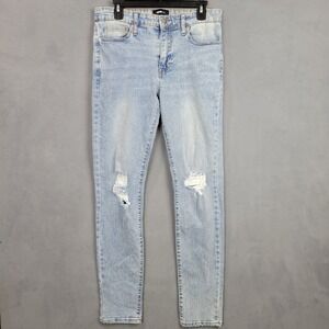 Novamen Jeans Mens 30 Blue Denim Cotton Stretch‎ Travel Distressed Skinny Leg